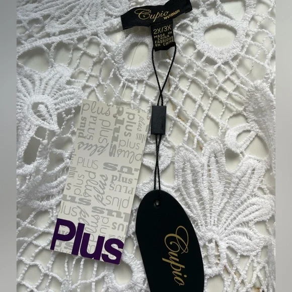 white lace crochet cardigan Open Front size 2X/ 3X NWT - Picture 3 of 5